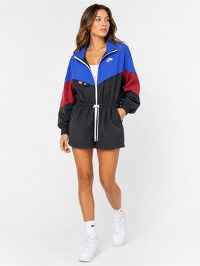 Nike Icon Clash Windrunner Jacket XS Blue Black Red Cinched Waist